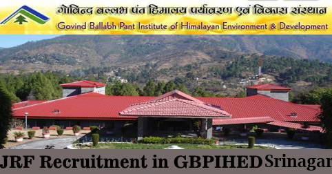 JRF Vacancy in GBPIHED Srinagar