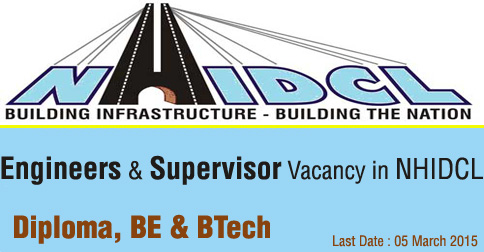 Engineers & Supervisor Vacancy in NHIDCL