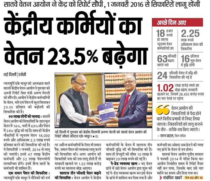 7th Pay Commission will increase Salary in 2016 