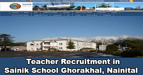Teacher Recruitment in Sainik School Ghorakhal, Nainital