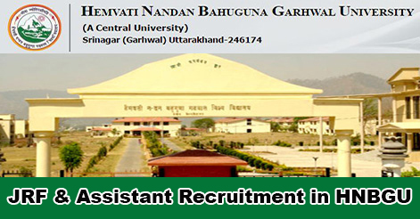 JRF & Project Assistant Recruitment in HNBGU Srinagar