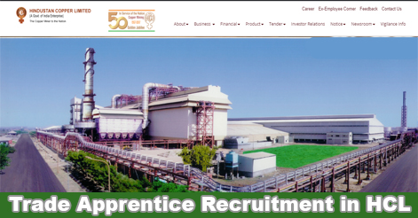 Trade Apprentice Recruitment in Hindustan Copper Limited (HCL)