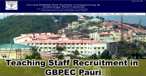Teaching Staff Recruitment in GBPEC Pauri